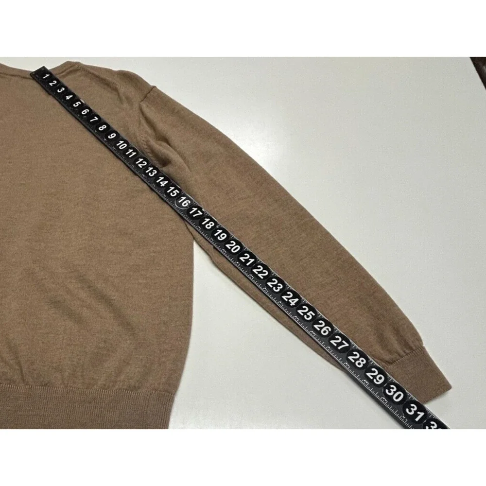 Hart Schaffner Marx Sweater Mens Large Tan Extra‎ Fine Merino Wool Long Sleeve